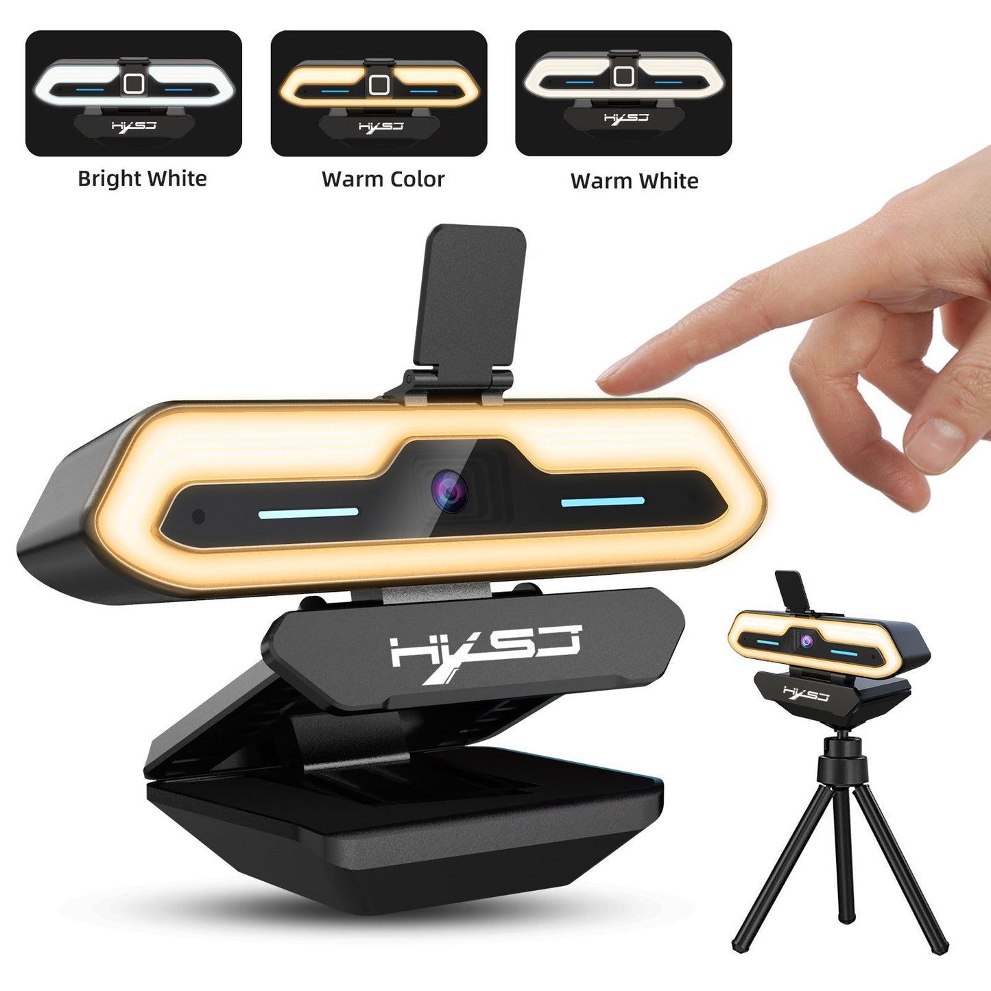 HD Autofocus Webcam with Built-In Microphone & Adjustable Ring Light