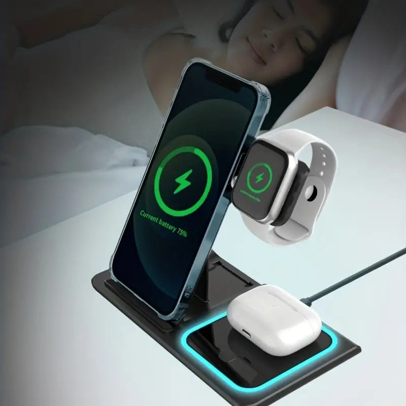 3-in-1 wireless charger foldable 15W suitable for wireless charging of Apple phones