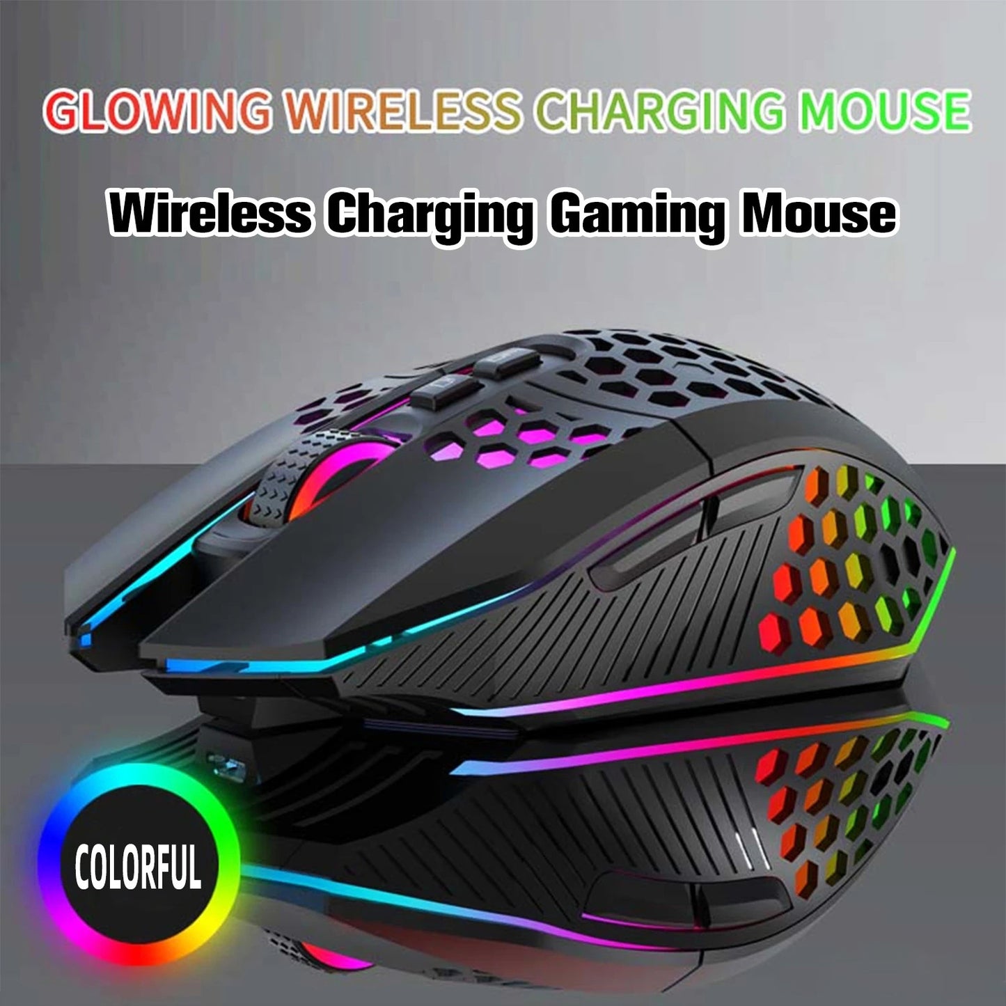 RGB Honeycomb Wireless Gaming Mouse – Lightweight Rechargeable Performance Mouse