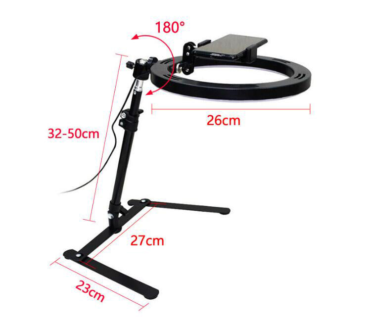 26cm LED Ring Light with Adjustable Desk Tripod & Phone Holder