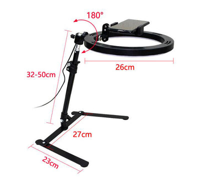 26cm LED Ring Light with Adjustable Desk Tripod & Phone Holder