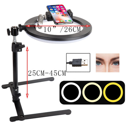26cm LED Ring Light with Adjustable Desk Tripod & Phone Holder
