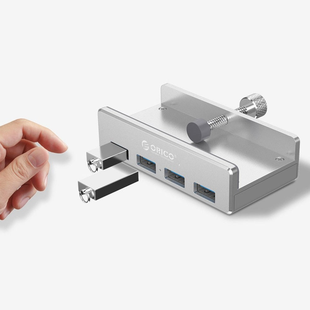 Aluminum Clip-On USB 3.0 Hub – 4-Port High-Speed Charging & Data Hub