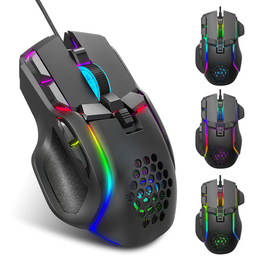 Pro RGB Gaming Mouse – 12,800 DPI Adjustable, Wired, Macro Programmable