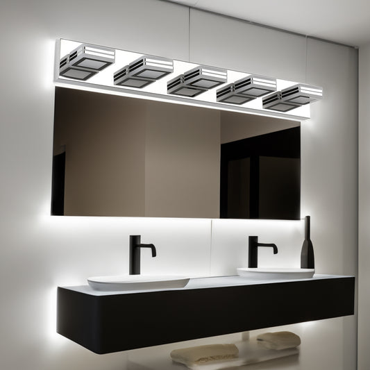LumiGlow™ 5-Light Chrome Vanity Mirror Light