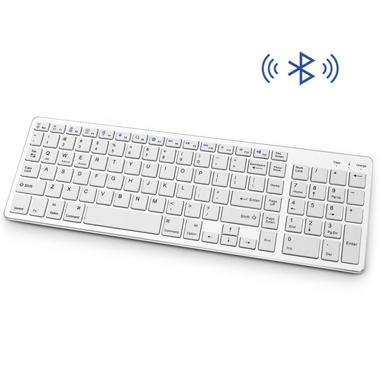 Slim Bluetooth Wireless Keyboard for iPad, Tablet, Phone & Laptop (Rechargeable)