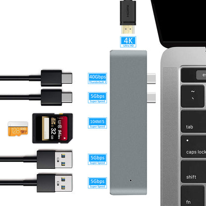 7-in-1 USB-C Hub – Dual USB-C, HDMI 4K, USB 3.0 & Card Reader