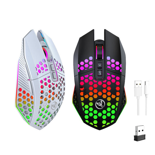 RGB Honeycomb Wireless Gaming Mouse – Lightweight Rechargeable Performance Mouse